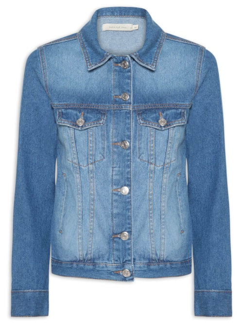 Jaqueta Feminina Jeans Desgastes Vintage Azul Jaqueta Feminina Jeans Desgastes Vintage Azul