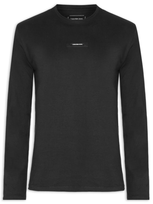 Camiseta Masculina ML Logo Leather Preto