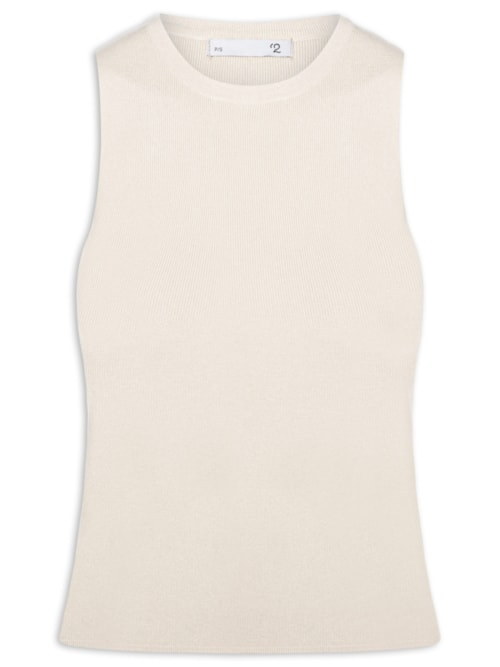 Blusa Feminina Gola Redonda Em Tricot - Off White