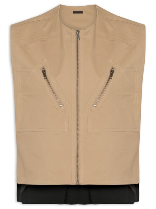 Camisa Feminina Duo Plissado Cotton - Bege Camisa Feminina Duo Plissado Cotton - Bege