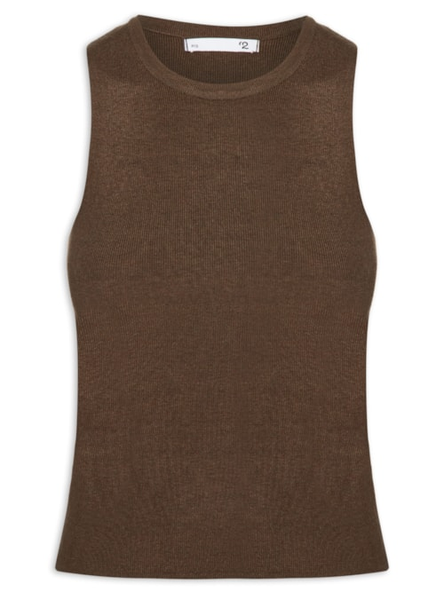 Blusa Feminina Gola Redonda Em Tricot - Marrom Blusa Feminina Gola Redonda Em Tricot - Marrom