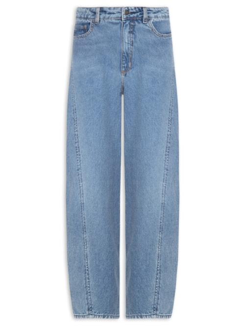 Calça Feminina Jeans Barrel Marcada - Azul