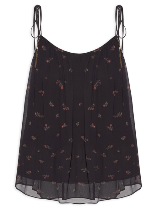Blusa Feminina Alça GGT Estampa Lily - Preto Blusa Feminina Alça GGT Estampa Lily - Preto