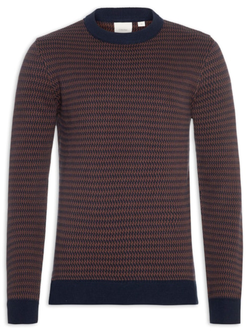 Suéter Masculino Tricot Pied De Poule - Azul