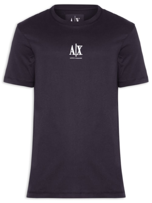 Camiseta Masculina Manga Curta AX Bordado - Azul
