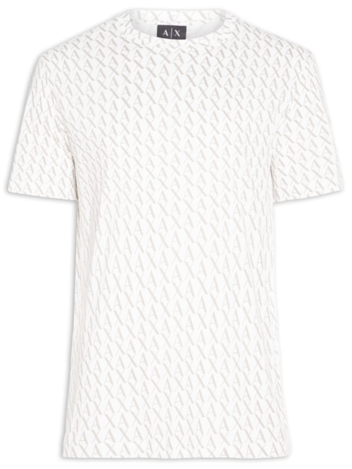 Camiseta Masculina Manga Curta AX Monograma - Branco
