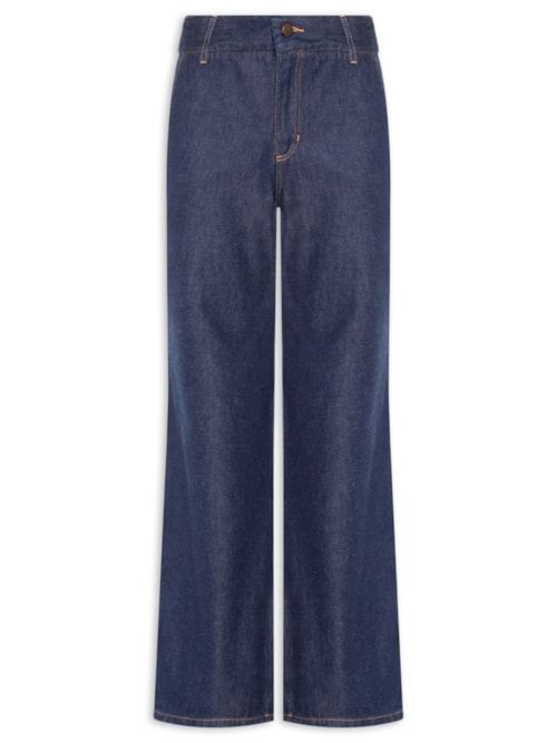 Calça Feminina Jeans Longa Vinco Bolso Faca - Azul