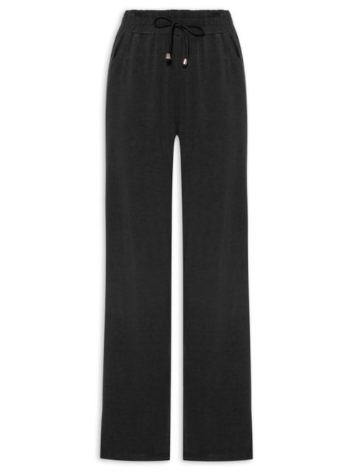 Calça Pantalona com Cordão Feminina Preto