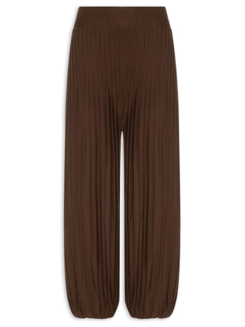 Calça Tricot Aladim Nervuras Feminina Marrom