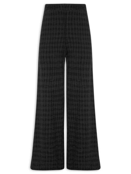 Calça Feminina Pantalona Textura - Preto