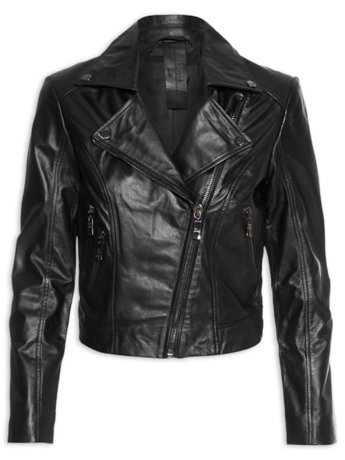 Jaqueta Feminina De Couro Perfecto Classica - Preto
