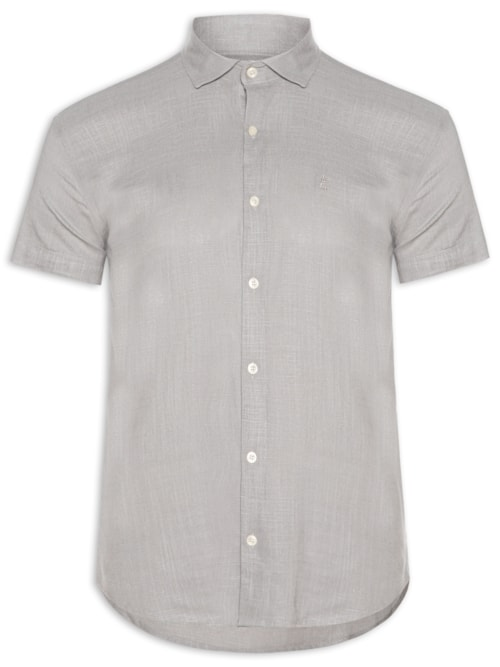 Camisa Masculina Manga Curta Linho - Cinza