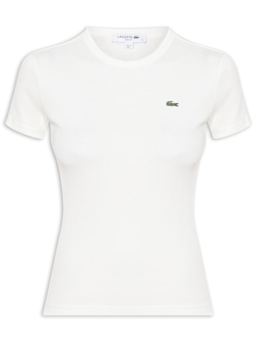 Camiseta Feminina De Algodão Canelada - Branco