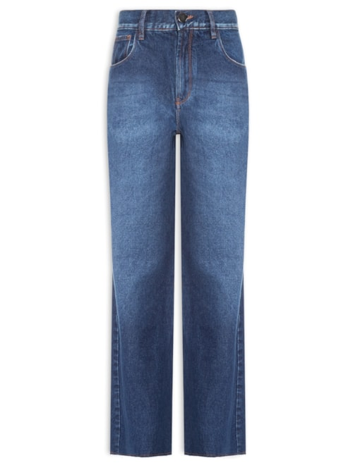 Calça Jeans Feminina Reta Lavagem Média - Azul Calça Jeans Feminina Reta Lavagem Média - Azul