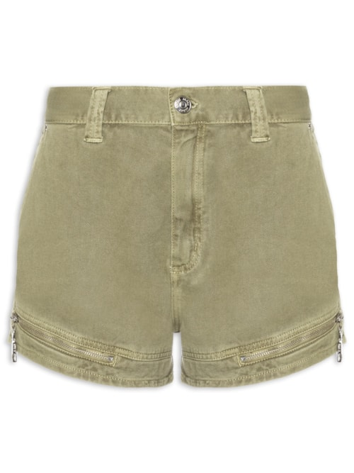 Short Feminino Sarja Boy Zíper E Lapelas - Verde
