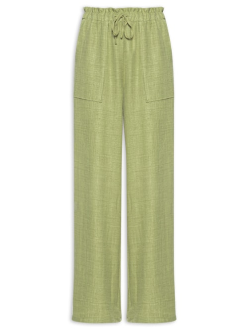Calça Pantalona Feminina com Amarração - Verde