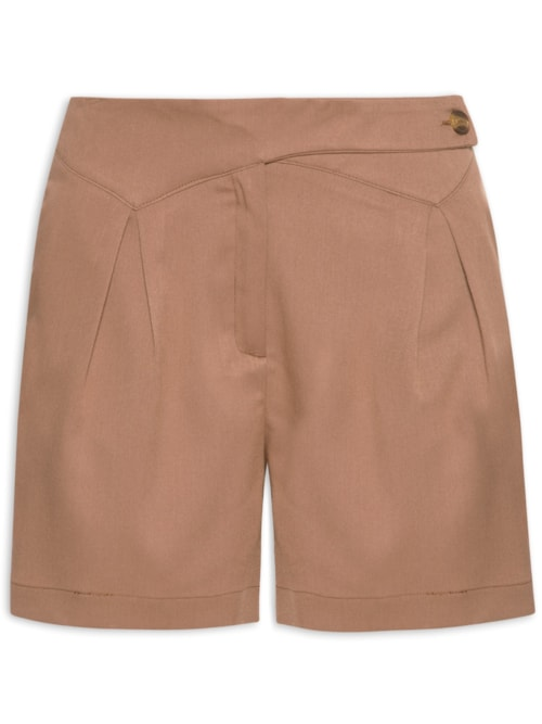 Short Feminino Com Cós Assimétrico - Marrom