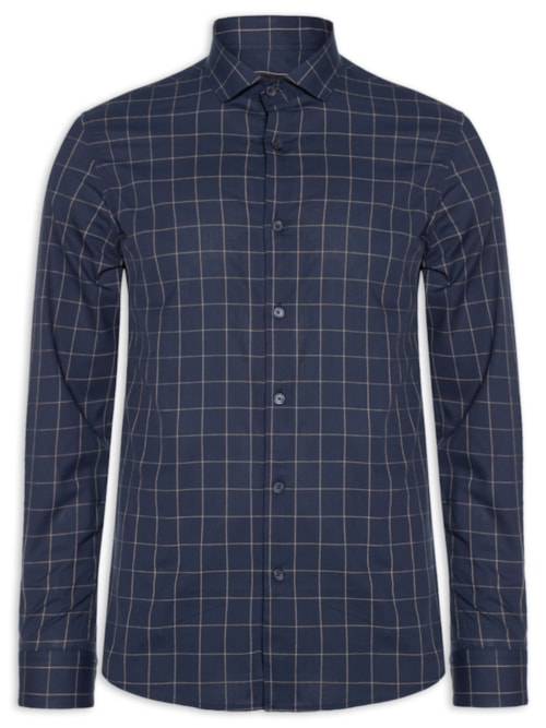 Camisa Masculina ML Quadros Dark Blue - Azul Camisa Masculina ML Quadros Dark Blue - Azul
