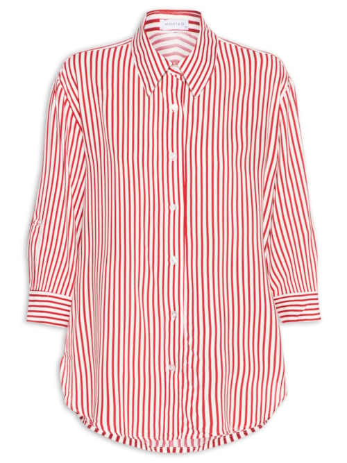 Camisa Listrada Feminina - Vermelho
