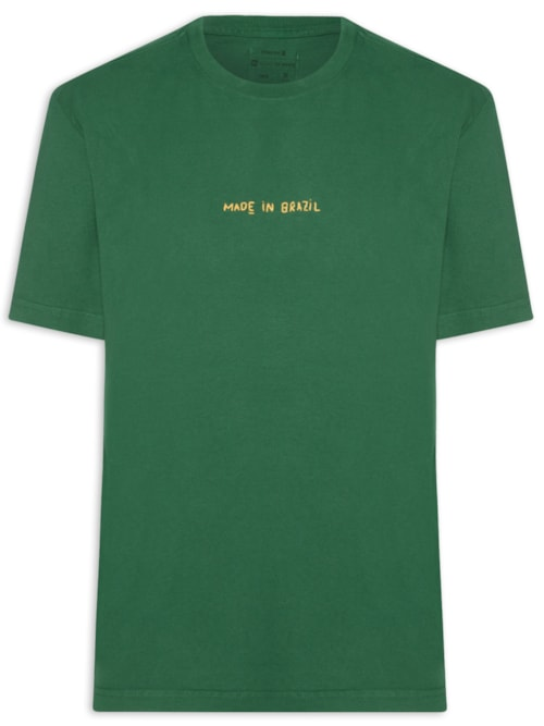 Camiseta Masculina Made In Brazil Bordado Verde Camiseta Masculina Made In Brazil Bordado Verde
