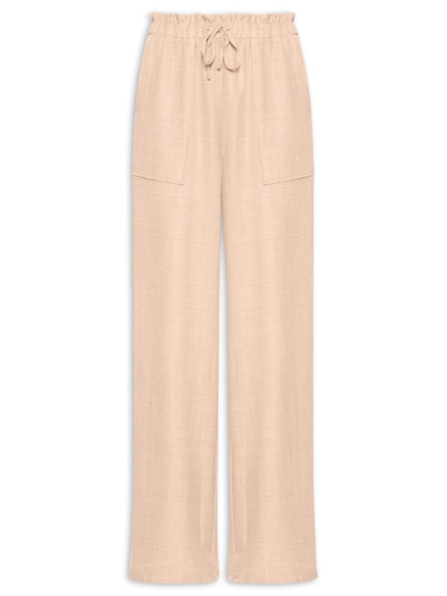 Calça Pantalona Feminina com Amarração - Bege