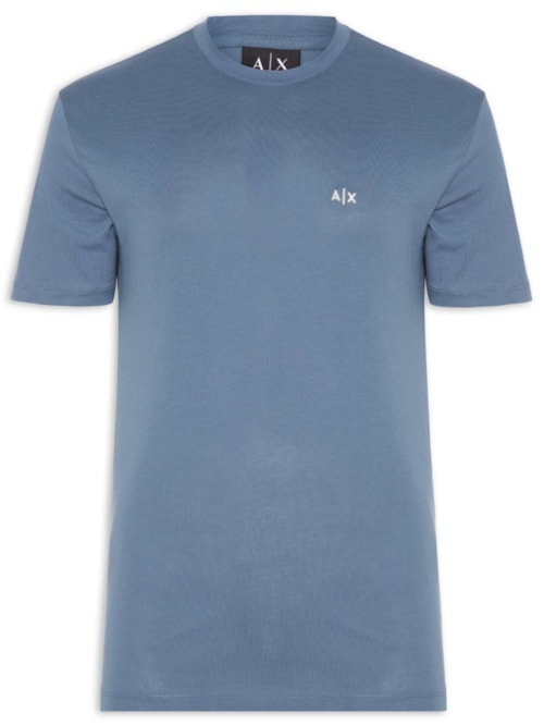 Camiseta Masculina Manga Curta AX Mini Bordado - Azul Camiseta Masculina Manga Curta AX Mini Bordado - Azul