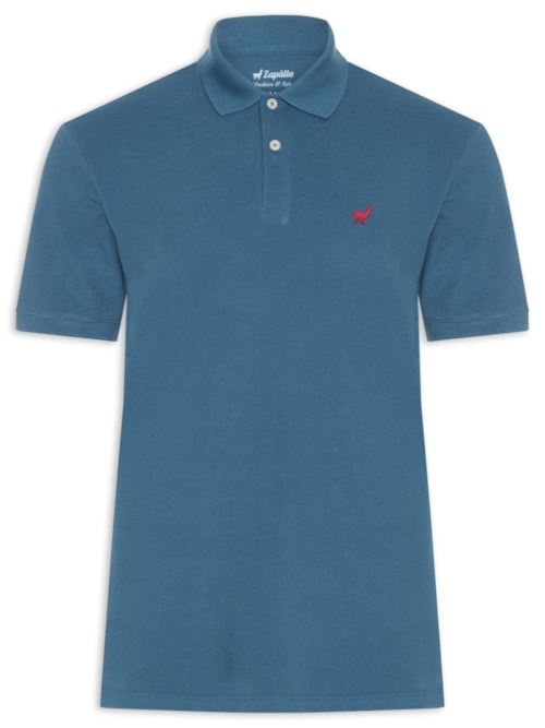 Polo Masculina Em Malha Piquet - Azul