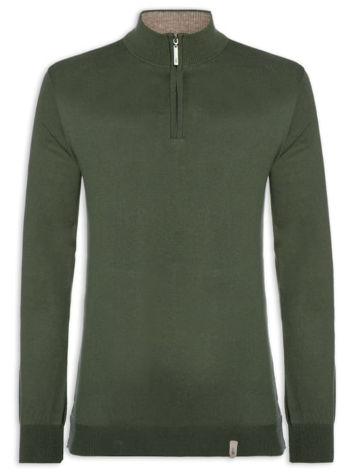 Suéter Masculino Tricot Half Zíper - Verde