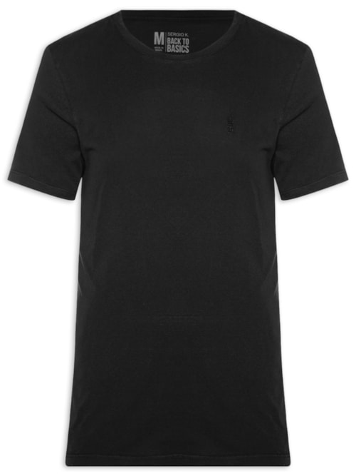 Camiseta Masculina Básica De Algodão Gola Careca - Preto Camiseta Masculina Básica De Algodão Gola Careca - Preto