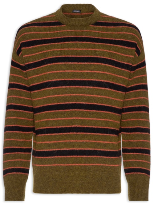 Suéter Masculino Tricot Listrado Marrom