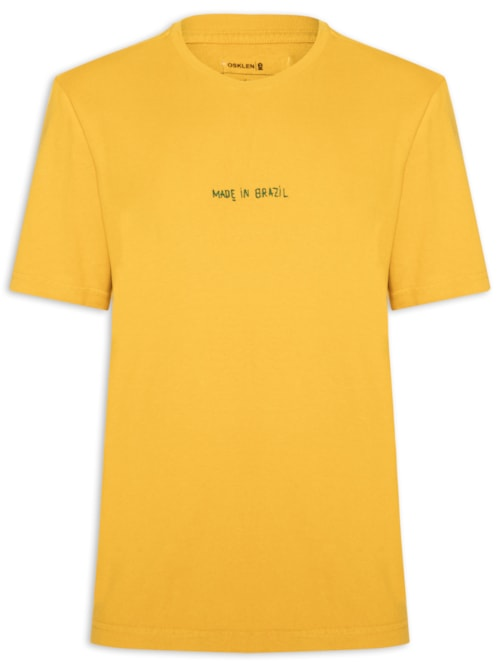 Camiseta Masculina Made In Brazil Bordado - Amarelo Camiseta Masculina Made In Brazil Bordado - Amarelo