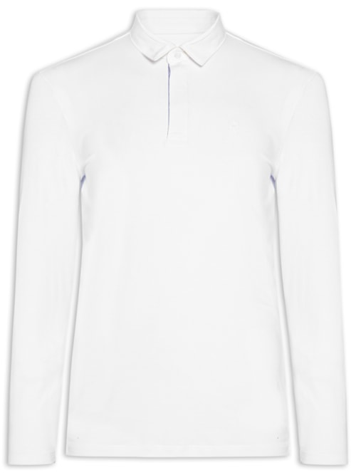 Camisa Polo Masculina Manga Longa Rugby Branco