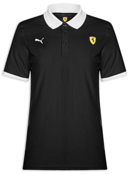 Polo Mc Scuderia Ferrari Piquet Masculina Preto Polo Mc Scuderia Ferrari Piquet Masculina Preto