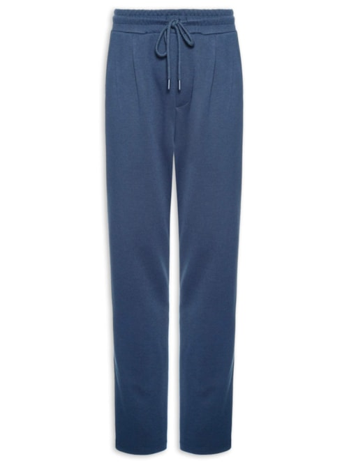 Calça Masculina Moletinho Reta Com Elástico Na Cintura - Azul