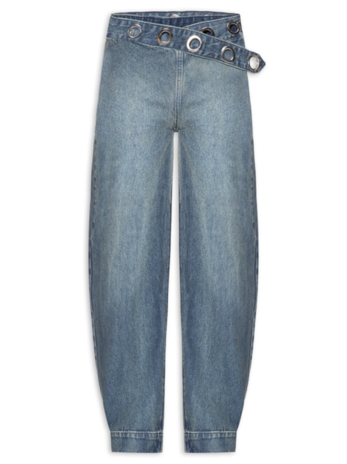 Calça Tie Blue Jeans Feminina - Azul Calça Tie Blue Jeans Feminina - Azul