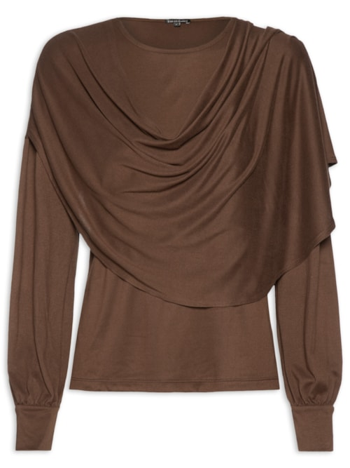 Blusa Feminina Dara Manga Longa - Marrom