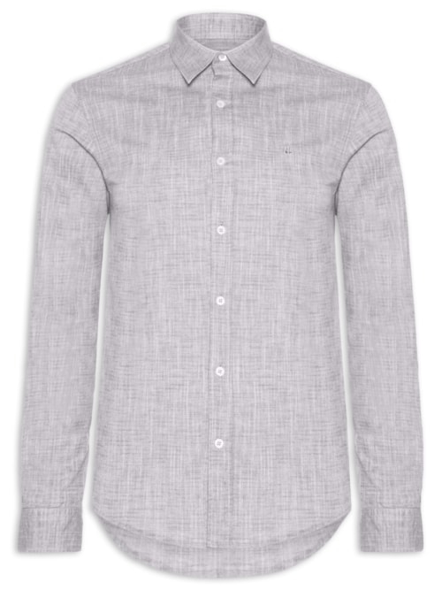 Camisa Masculina Manga Longa Buzios New - Cinza Camisa Masculina Manga Longa Buzios New - Cinza