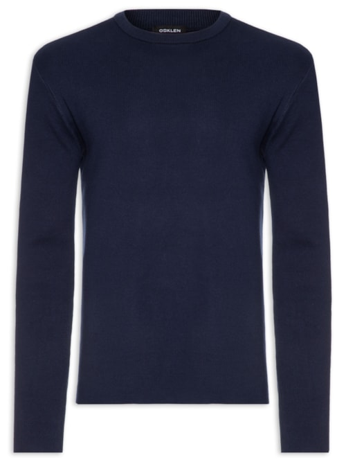 Tricot Manga Longa Solid Cotton Masculino Azul Tricot Manga Longa Solid Cotton Masculino Azul