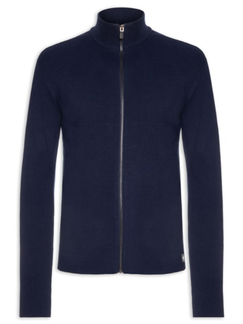 Suéter Masculino Tricot Zíper Azul