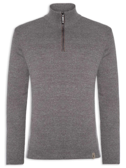 Suéter Masculino Tricot Half Zíper - Cinza Suéter Masculino Tricot Half Zíper - Cinza
