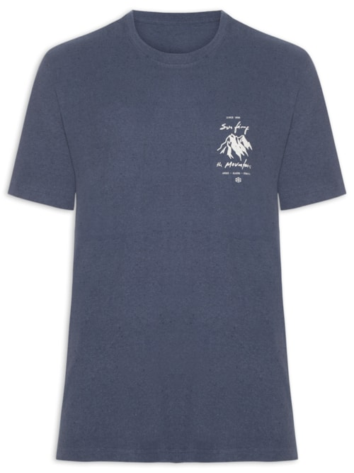 Camiseta Masculina Double STM Badge Eco Azul Camiseta Masculina Double STM Badge Eco Azul