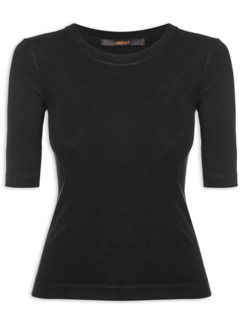 Blusa Feminina Tee Manga Média - Preto