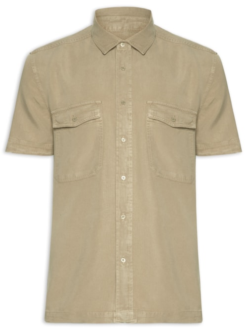 Camisa Manga Curta Masculina Used Utility - Bege