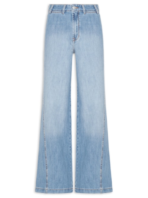 Calça Feminina Jeans Costura Deslocada - Azul