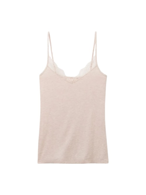 Regata Com Renda Em Modal Ultralight Com Cashmere - Bege Regata Com Renda Em Modal Ultralight Com Cashmere - Bege