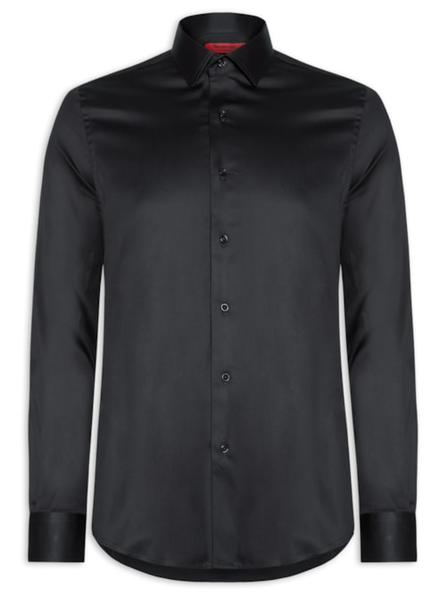 Camisa Social Masculina em Cetim Elastano - Cinza
