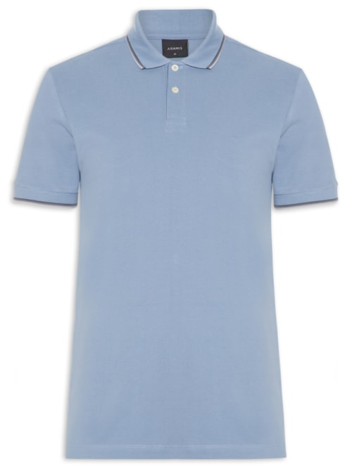 Polo Masculina Regular Fit com Frisos Azul Polo Masculina Regular Fit com Frisos Azul