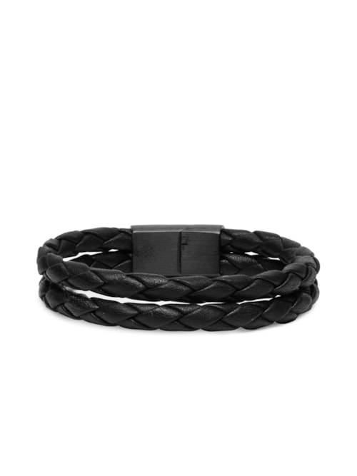 Pulseira Masculina Veyron De Couro - Preto