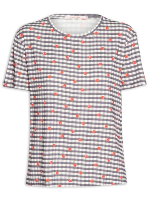 Blusa Feminina Digital Cerejinhas - Azul