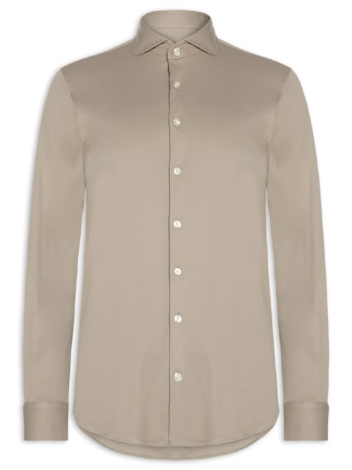 Camisa Casual Masculina Interlock em Pima Cotton - Bege